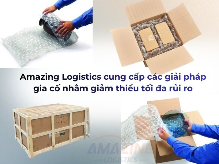 amazing có cung cấp giải pháp đóng gỗ, bọc xốp, chống shock... để giúp hàng hóa hạn chế tối đa rủi ro.