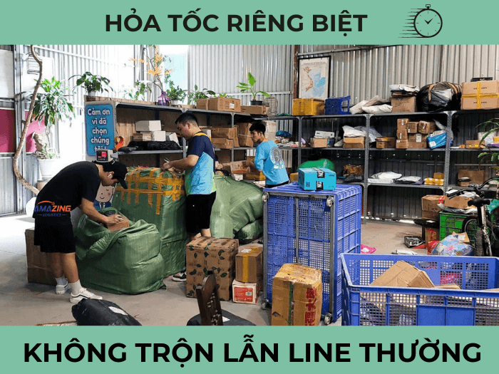 Kho thực tế xử lý đơn hoả tốc Trung Quốc – Hưng Yên, hoả tốc riêng biệt, không trộn lẫn line thường
