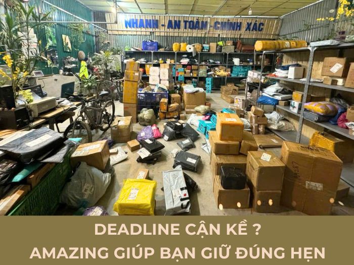 Hình ảnh kho Amazing Logistics phục vụ khách Hải Phòng, đóng gói cẩn thận, dán bill rõ ràng
