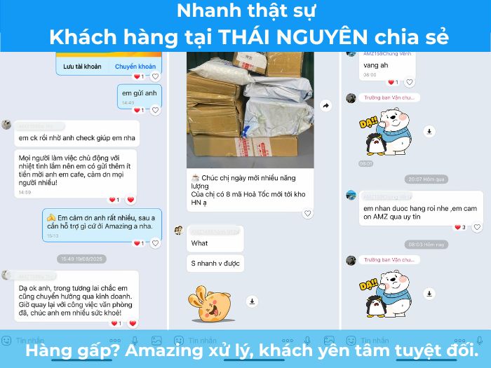 Zalo khách Thái Nguyên nhắn: giao hàng nhanh, tư vấn kỹ, chăm sóc tận tình