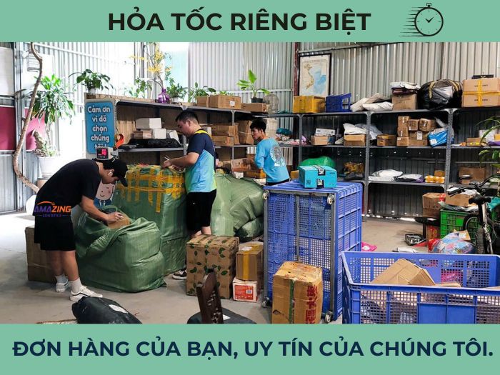 Kho thực tế Amazing Logistics Đà Nẵng, nhân viên làm việc nghiêm túc, hàng hóa xử lý minh bạch
