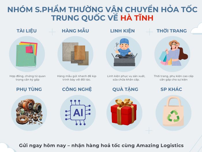 Nhóm sản phẩm hoả tốc ở Hà Tĩnh: hợp đồng, phụ tùng máy móc, mẫu hàng nhỏ gọn