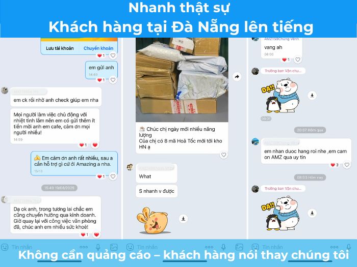 Zalo khách Đà Nẵng: giao hàng nhanh, dịch vụ thân thiện, chủ động báo thời gian về
