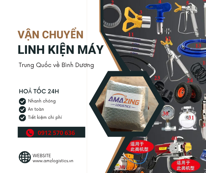 Vận chuyển hỏa tốc linh kiện máy Trung Quốc về Bình Dương 24h