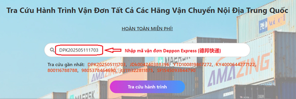 Cách tra cứu mã vận đơn Deppon Express trên amzcheck.net