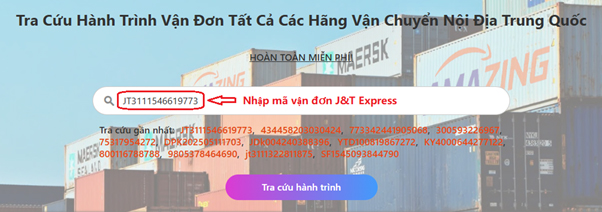 Cách tra cứu mã vận đơn J&T Express trên amzcheck.net