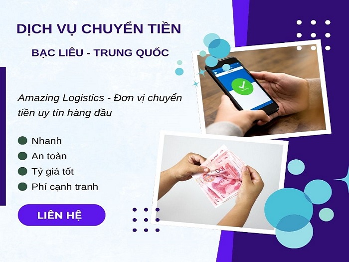 Chuyển tiền sang Trung Quốc từ Bạc Liêu an toàn, tỉ giá tốt