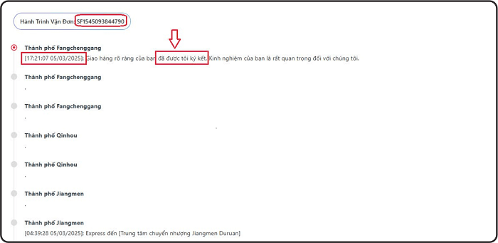 kết quả tra cứu vận đơn 1688 trên amzcheck.net