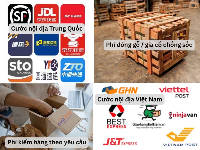 Cước nội địa Trung Quốc, phi đóng gỗ bảo vệ hàng hoá, phí kiểm hàng theo yêu cầu... là những chi phí có thể phát sinh thêm.
